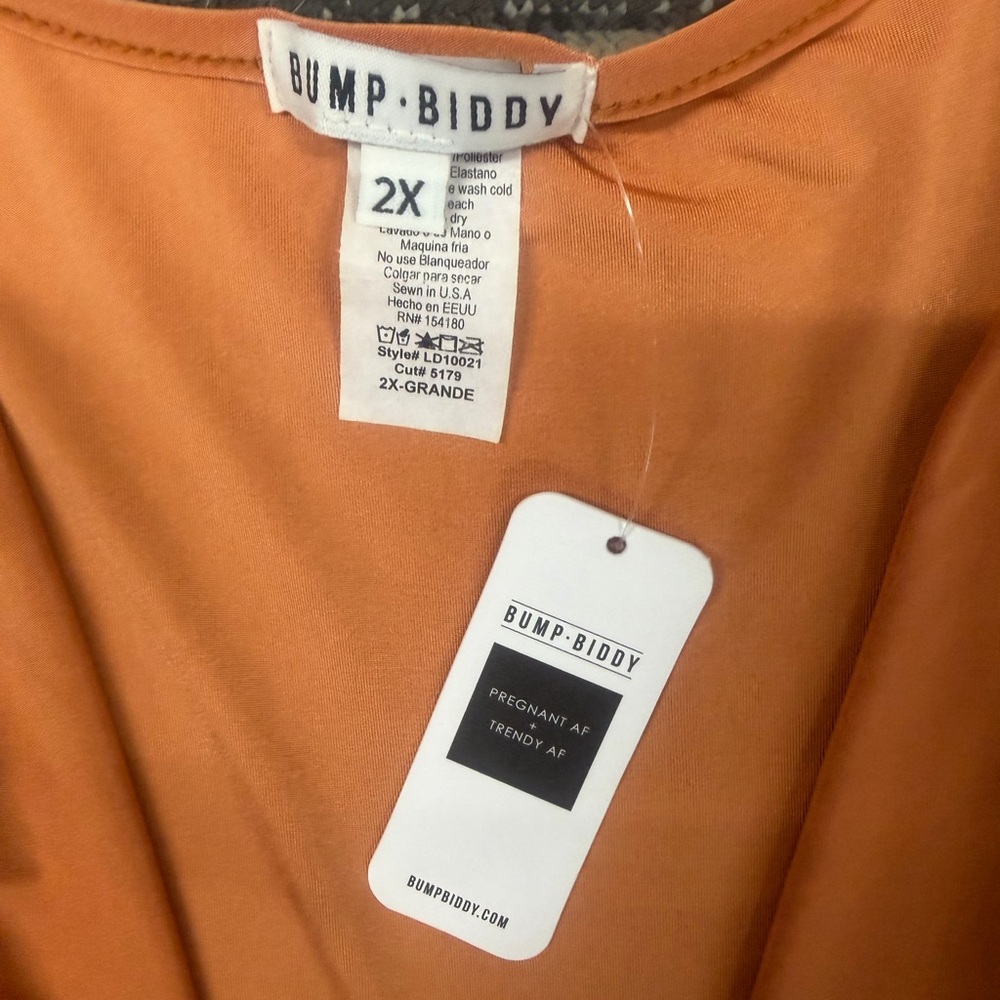 NWT Bump Biddy Women's Maternity Long Sleeve Dress - Orange Sz 2X